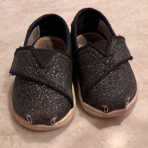 Toddler size 4 Black Sparkle Toms